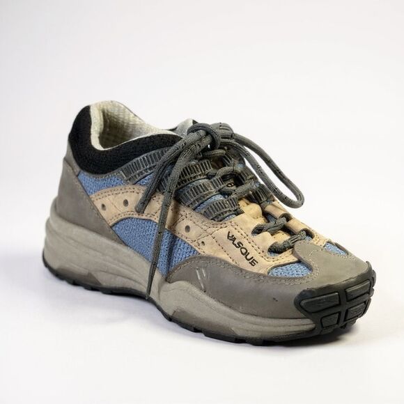Vasque Shoes - VASQUE Women's 9 #7373 Stealth Slate Nubuck Leather Hiking Shoes Tan Blue Sz 7